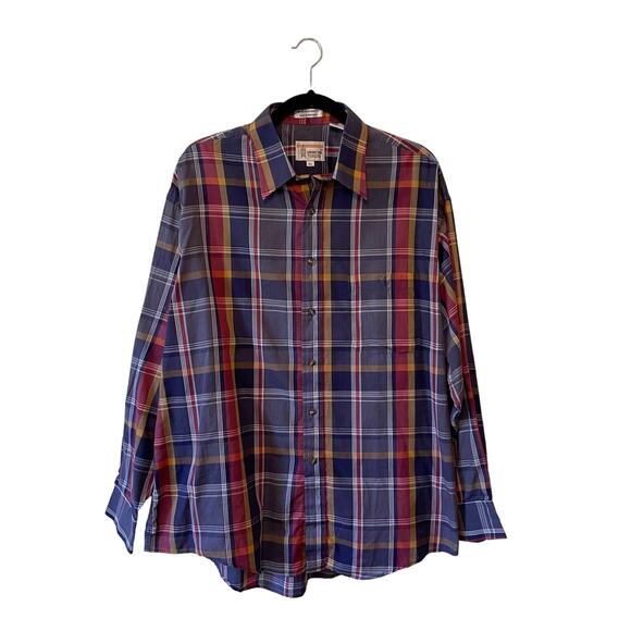 London Fog Vintage XL purple red casual button down t-shirt casual plaid outdoor - Picture 1 of 7